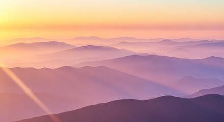 Fototapeta premium Mountain landscape sunset sunrise scenic view illustration