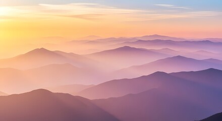 Fototapeta premium Mountain range landscape at sunset with colorful sky