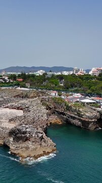 Aerial view of Boca do Inferno (Hell's Mouth), Cascais, Portugal, 4K.
The coast of Cascais near Lisbon overlooking the ocean.