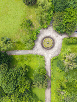 Aerial View of Circular Roundabout in Green Park