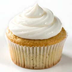 Delicious vanilla cupcake with creamy white frosting