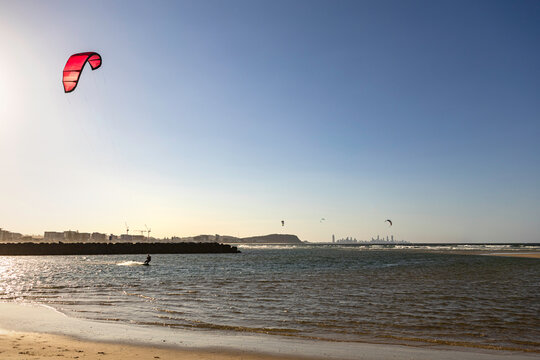 Kite surfer in action on the Gold Coast