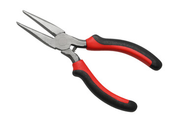 Obraz premium Red and black handheld needle nose pliers isolated on transparent background