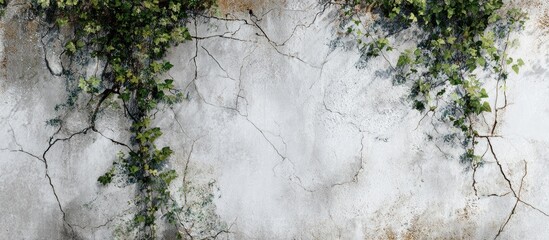 Aged plaster wall with climbing ivy