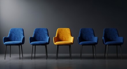 Obraz premium Modern chairs in a row interior design furniture