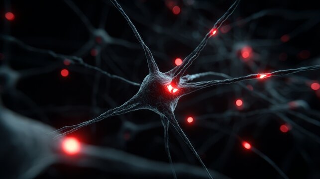 A ghostly neural network with pulsing red warning lights, hinting at future disruptions in connectivity.