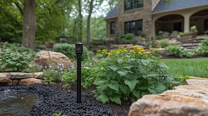 Outdoor lighting and landscaping design showcasing a beautiful home garden scene