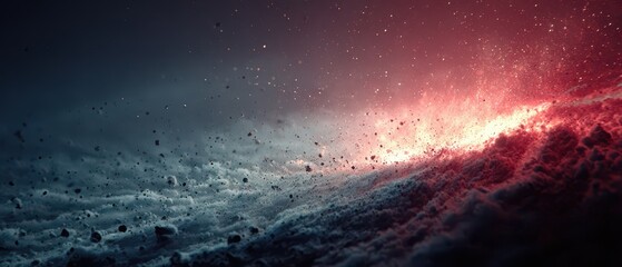 Volcanic eruption creating ash and lava clouds