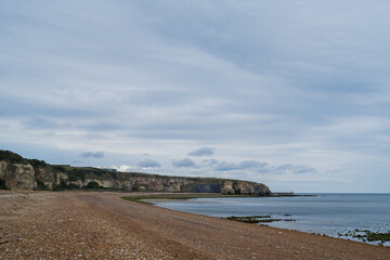 Nose's point beach and cliffs view . English Channel coast of northern England. Hartlepool, UK. 