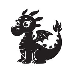 baby dragon silhouette vector mythical reptile animal design for tattoo sticker emblem and graphic art