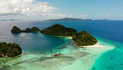 Fototapeta premium Tropical islands lagoon aerial view