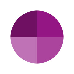 Purple circle illustration. Magenta color shades. Four segments chart. Vector geometric graphic.