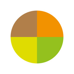 Brown yellow circle. Earthy color palette. Four part diagram. Vector flat design.