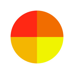 Fototapeta premium Orange yellow circle. Color wheel concept. Divided four parts. Vector flat illustration.