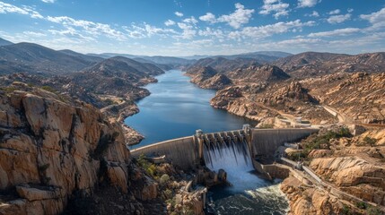 Dam and reservoir landscape view