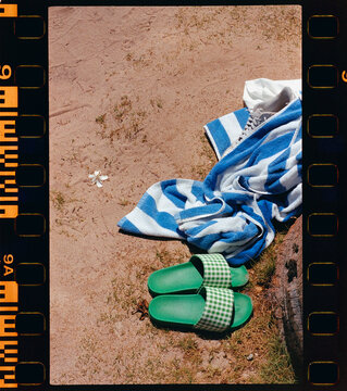 Beach Towel and Sandals on Film 