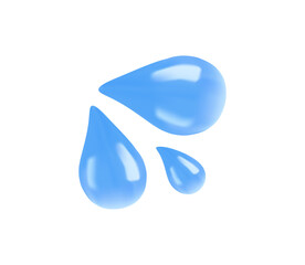 Sweat droplets emoji, water drop, tear 3D render vector illustration. Blue water drop icon. Cartoon realistic droplet logo shapes collection