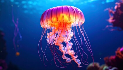 Naklejka premium Jellyfish underwater aquarium beauty