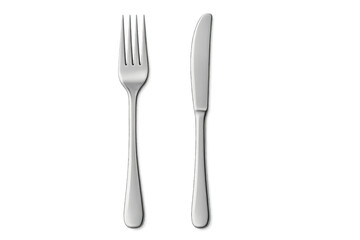 Fork and knife cutlery on transparent background representing dining and meal preparation