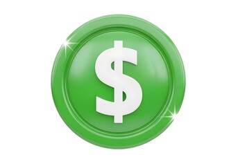 3d icon green coin with dollar sign isolated on white background autism ADHD neurodiversity finance inclusion concept