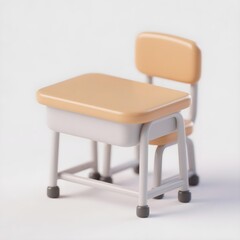 Fototapeta premium 3d school desk and chair set isolated on white background autism ADHD neurodiversity learning education awareness concept
