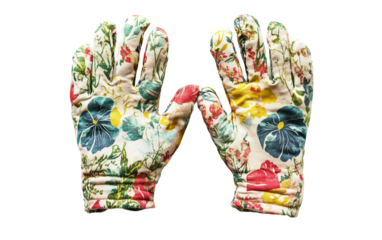 Pair of eco-friendly gloves crafted from recycled fabric showcasing sustainable fashion and environmentally conscious design isolated on transparent background PNG