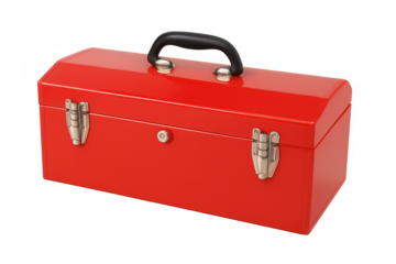 Red metal toolbox isolated on transparent background