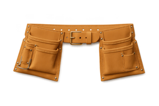 Empty leather tool belt isolated on transparent background - Powered by Adobe
