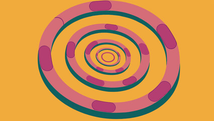 Abstract spiraling design in warm colors with repeating elliptical shapes and texture