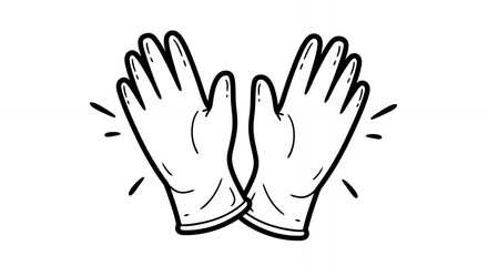 Obraz premium Black and White Graphic Illustration of Two White Gloves Showing Hands in a Protective Gesture