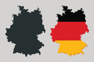 Obraz premium Flat design representation of germany map showing silhouette and flag colors on a light background