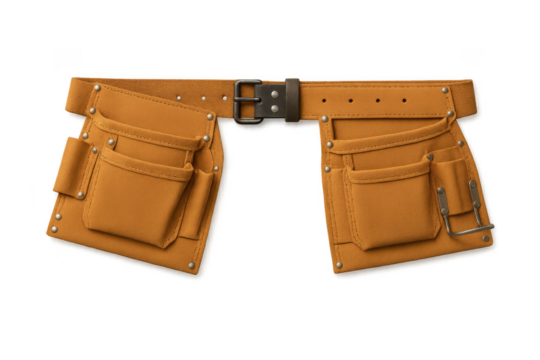 Empty tool belt isolated on transparent background for easy compositing