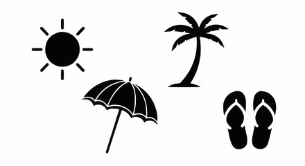 Beach icons set