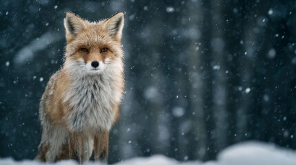 Fototapeta premium Fox in snowy landscape