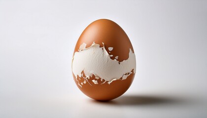 egg imprinted with protein sits on white background textured and smooth