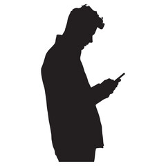 Silhouette of a Man Using a Smartphone