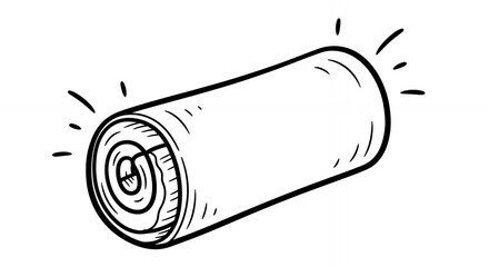 Black and White Drawing of A Cylindrical Battery with Light Emanating From Both Poles
