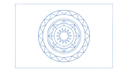 Blue geometric sacred circle symbol with star vector illustration on white background