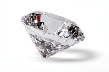 Radiant Diamond In Profile Against White Background