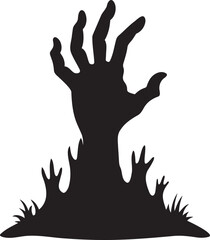  Zombie Hand Rising From The Ground Halloween  vector art Icon  clipart illustration