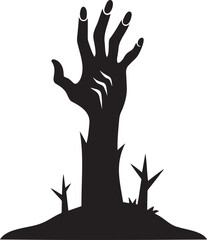  Zombie Hand Rising From The Ground Halloween  vector art Icon  clipart illustration