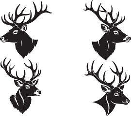 Hand drawn deer collection silhouette - Deer silhouette hunting silhouettes pack