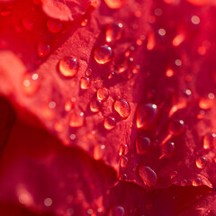 Red poppies in a field with raindrops
