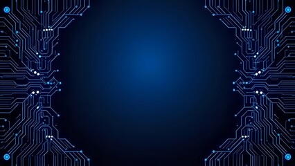 Abstract Digital Circuitry with Glowing Blue Pathways