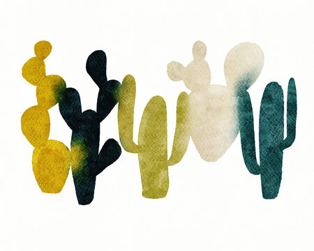 Watercolour cactus plant illustration