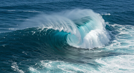 Fototapeta premium Wave breaking over a reef, Hawaii, America, United States