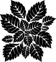 Fototapeta premium SVG vector illustration of artificial leaves.Intricate Black Leaf Design Ideal for Artistic Projects