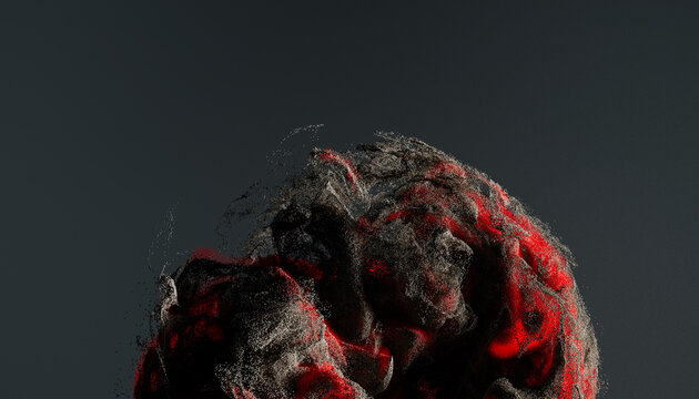 Close-Up of Red and Ash Textures Illuminated Against Dark Background