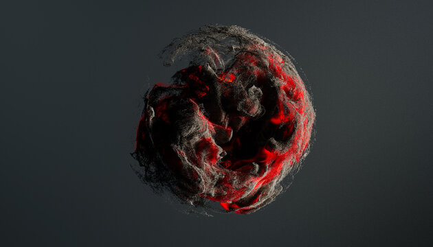 Close-Up of Red and Ash Textures Illuminated Against Dark Background