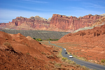 Sandstone Cliffs and Desert Scenery at Capitol Reef National Park
